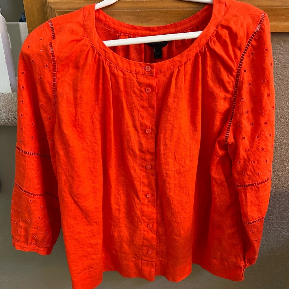 J Crew 100% Linen Blouse